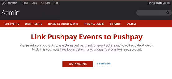 Lil Regie connect to Pushpay screen