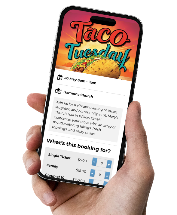 Responsive ticket only/event registration booking form viewed on phone and large tablet screen